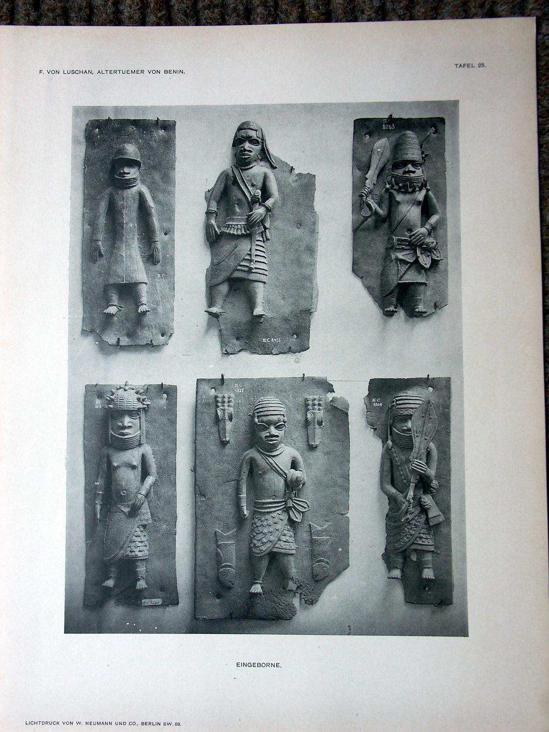 zz-lusc19,tafel 25 benin nigeria,bronze-platte mit figur (b-iiic08408